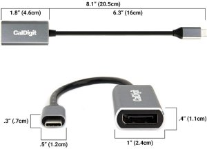 Adapter USB CalDigit USB-C - DisplayPort Srebrny  (USBC-DP14) 2