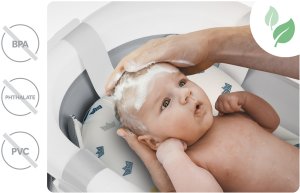 Ricokids Wanienka składana dla dzieci, niemowląt z termometrem i wkładką RK-287 biało-szara 15