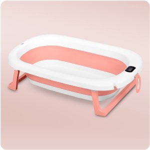 Ricokids Wanienka składana dla dzieci, niemowląt z termometrem i wkładką RK-287 biało-różowa 3