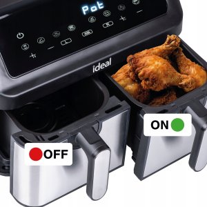 FRYTKOWNICA BEZTŁUSZCZOWA AIR FRYER ELDOM PODWÓJNA 9L DWUKOMOROWA+SUSZARKA 18