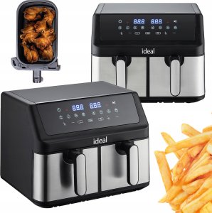 FRYTKOWNICA BEZTŁUSZCZOWA AIR FRYER ELDOM PODWÓJNA 9L DWUKOMOROWA+SUSZARKA 22