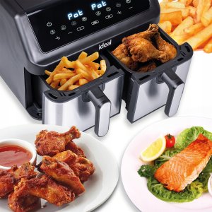FRYTKOWNICA BEZTŁUSZCZOWA AIR FRYER ELDOM PODWÓJNA 9L DWUKOMOROWA+SUSZARKA 7