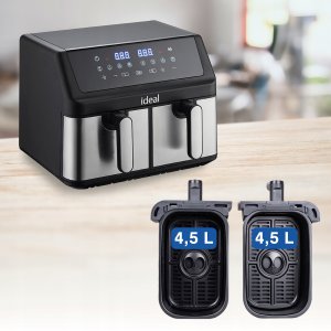 FRYTKOWNICA BEZTŁUSZCZOWA AIR FRYER ELDOM PODWÓJNA 9L DWUKOMOROWA+SUSZARKA 9