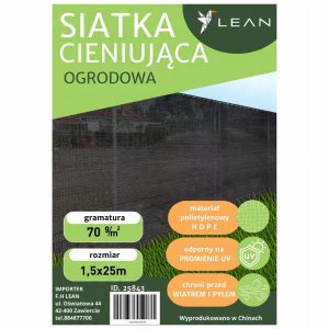 Lean Siatka Cieniująca Na Ogrodzenie Płot Maskująca Szara 1.5M 25M 70g/m² 5