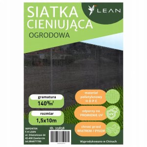 Lean Siatka Cieniująca Na Ogrodzenie Płot Maskująca Szara 1.5M 10M 140g/m² 5