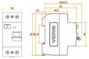 Wyłącznik różnicowoprądowy 6kA 2P 25A 30mA typ: AC GACIA PR8NM 2P 25A 30MA AC 7
