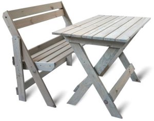Hurtownia-Mebli Stół I Krzesła Ogrodowe Ławka Drewniana Zestaw Na Grilla 105cm Jasny Siwy 2