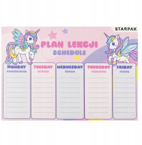 Starpak PLAN LEKCJI NAKLEJKI NA ZESZ STK UNICORN PUD1/24 3