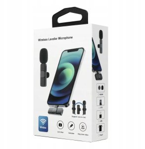 Mikrofon krawatowy bezprzewodowy Lightning podwójny (2 w zestawie) K1 biały 8