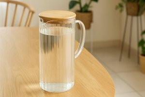 Dzbanek na wodę szklany NATO, ryflowane szkło 1,4 l 2