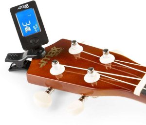 Max Zestaw: Ukulele sopranowe UKEY brązowe+ tuner dwie kostki struny pokrowiec one size 12
