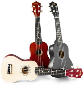 Max Zestaw: Ukulele sopranowe UKEY brązowe+ tuner dwie kostki struny pokrowiec one size 23