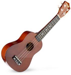 Max Zestaw: Ukulele sopranowe UKEY brązowe+ tuner dwie kostki struny pokrowiec one size 4