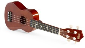 Max Zestaw: Ukulele sopranowe UKEY brązowe+ tuner dwie kostki struny pokrowiec one size 8