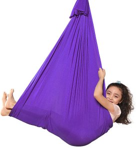 Huśtawka Cyber Trade HUŚTAWKA SENSORYCZNA TERAPEUTYCZNA DLA DZIECI HAMAK 280x150cm 100kg fioletowa 11