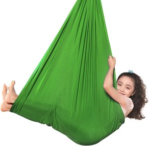 Huśtawka Cyber Trade HUŚTAWKA SENSORYCZNA TERAPEUTYCZNA DLA DZIECI HAMAK 280x150cm 100kg Zielona 5