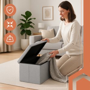 Pufa materiaowa szara 76x38x38cm Ruhhy 26131 8