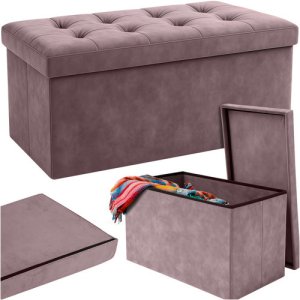 Pufa welurowa szara 76x38x38cm Ruhhy 26130 2