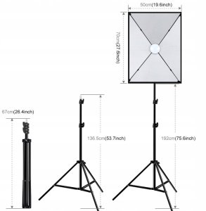 2x LAMPY STUDYJNE PULUZ SOFTBOX 50x70 cm ŻARÓWKI LED 9