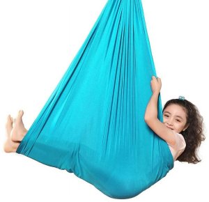 Cyber Trade HUŚTAWKA SENSORYCZNA TERAPEUTYCZNA DLA DZIECI HAMAK 280x150cm 100kg Błękitna 6