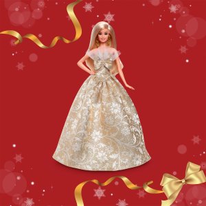 Lalka Barbie Mattel Signature Holiday Barbie 2025 - Lalka kolekcjonerska w złoto-srebrnej sukni (JBH95) 5