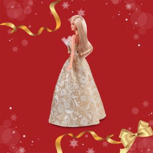 Lalka Barbie Mattel Signature Holiday Barbie 2025 - Lalka kolekcjonerska w złoto-srebrnej sukni (JBH95) 7