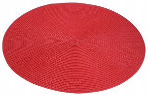 Okrągła słomkowa podkładka na stół 38cm Czerwona, dekoracyjna 2