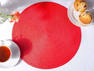 Okrągła słomkowa podkładka na stół 38cm Czerwona, dekoracyjna 3