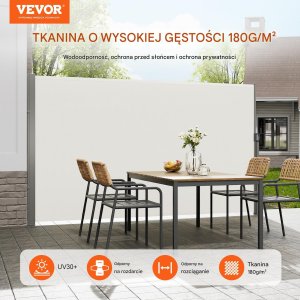 Vevor Markiza boczna parawan osłona na taras roleta przeciwsłoneczna 180 x 350 cm 7