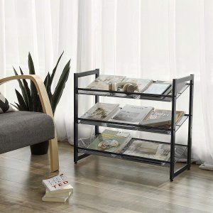 Regał na buty czarny metalowy industrialny 3 półki 7430,762,8 cm 7