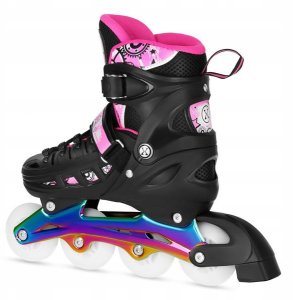 NH10905 4w1 ŁYŻWOROLKI LED RÓŻOWE Z WYM. PŁOZĄ HOKEJOWĄ RAINBOW ROZM. S(31-34) NILS EXTREME 7