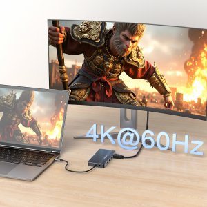 14w1 HUB do 3 monitorów USB-A USB-C DisplayPort HDMI RJ45 SD TF mini jack - szary 14w1 HUB do 3 monitorów USB-A USB-C DisplayPort HDMI RJ45 SD TF mini jack - szary 3