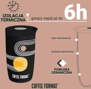 Coffee Format Coffee Format Brązowy kubek termiczny z motywem mapy świata 350 ml 5