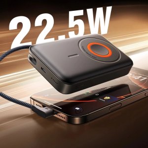 Powerbank Joyroom JR-PBM02 22,5W 10000mAh 3w1 indukcyjny magnetyczny kompatybilny z MagSafe z wbudowanym kablem - czarny 5