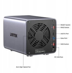 Kieszeń Unitek Obudowa RAID do dysku SATA 2.5''/3.5'' 8 trybów 80TB USB-C 4