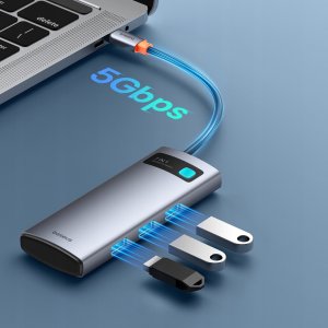 HUB USB Baseus Metal Gleam 1x SD 1x USB-C PD 1x microSD 1x HDMI  + 3x USB-A 2.0 3.0 (6932172682750) 5