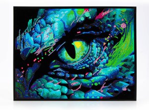 DIAMOND DOTZ ADULTS FLOCKED NEON DRAGON EYE. 2