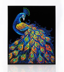 DIAMOND DOTZ ADULTS FLOCKED NEON PEACOCK 2
