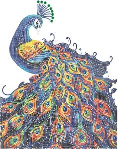 DIAMOND DOTZ ADULTS FLOCKED NEON PEACOCK 3