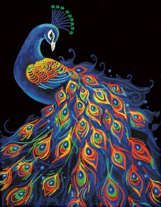 DIAMOND DOTZ ADULTS FLOCKED NEON PEACOCK 4