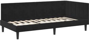 vidaXL Rama łóżka narożnego Z zagłówkiem Czarny 100 x 200 cm Aksamit 2