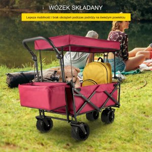 Wózek turystyczny plażowy kempingowy ogrodowy składany czerwony 100 kg 7