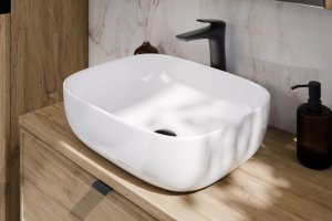 Comad Zestaw meblowy 120cm z blatem, umywalką nablatową Smile, szafką wysoką i lustrem LED 4
