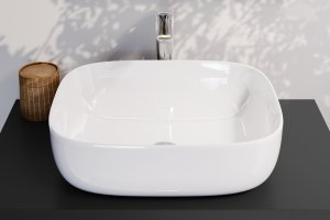 Comad Zestaw meblowy 120cm z blatem, umywalką nablatową Smile, szafką wysoką i lustrem LED 5