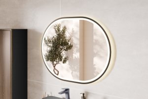 Comad Zestaw meblowy 120cm z blatem, umywalką nablatową Smile, szafką wysoką i lustrem LED 6