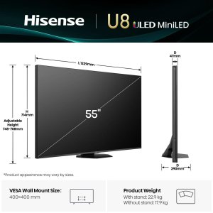 Telewizor Hisense U8Q 55'' 4K UHD ULED Mini LED czarny - Televizors 55U8Q (6942351419220) 2