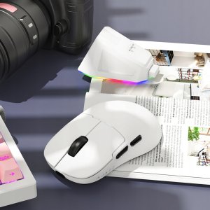 Mysz Aptel Mysz gamingowa bezprzewodowa  Ajazz  AJ159P MC -3 Mod-White-Pixart 3311 Charging Dock 3