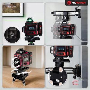 LASER KRZYŻOWY POZIOMICA LASEROWA 360 PŁASZCZYZNOWA LASER ZIELONY MAPOWER 7