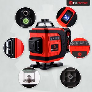 POZIOMICA LASEROWA LASER KRZYŻOWY 360 4D ZIELONY ELEKTRONICZNY KOMPENSATOR 11