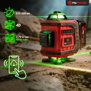 POZIOMICA LASEROWA LASER KRZYŻOWY 360 4D ZIELONY ELEKTRONICZNY KOMPENSATOR 10